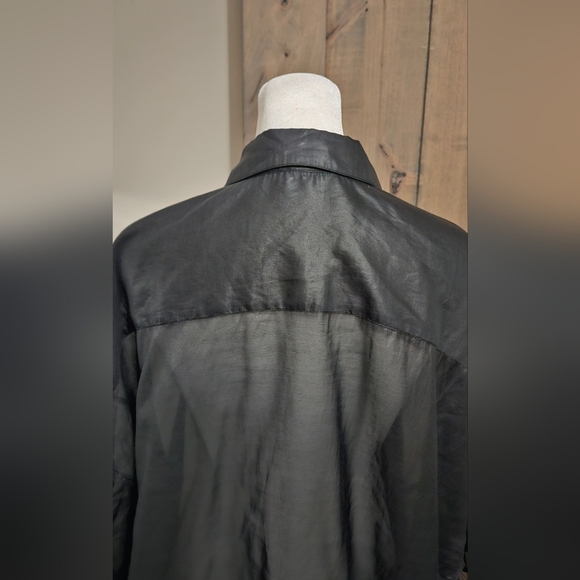 HELMUT LANG Sheer Over Sized 3/4 Bat Wing Sleeves Button Down Shirt. Black. Med - Picture 12 of 14